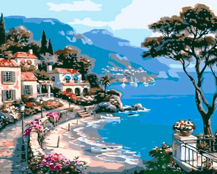 Malowanie po numerach 40x50cm Pejzaż 1 - Zestaw na ramie