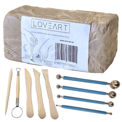 Zestaw rzeźbiarski Glina 5kg Narzędzia do modelowania embossingu 9 elementów