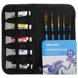 Zestaw malarski podróżny w etui - Phoenix - farby akwarelowe 5x12 ml, 5 pędzli
