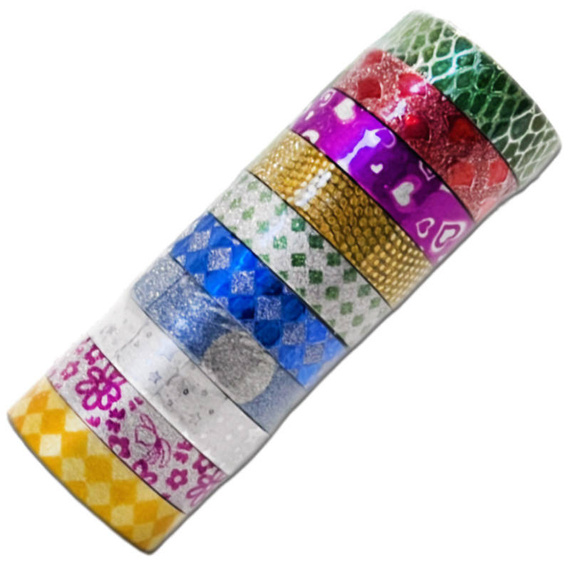 Taśma wzorzysta samoprzylepna 12mm x 3m  - mix kolorystyczny 10 sztuk