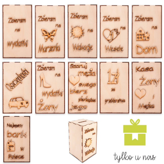 Drewniana Skarbonka wz. 10 Kasa żony i męża Decor