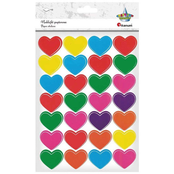 Naklejki papierowe samoprzylepne serca 56szt mix kolorów