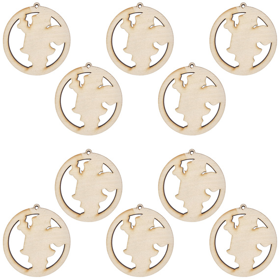 Drewniana ozdoba zawieszka bombka 6 cm - Święty Mikołaj - 10szt