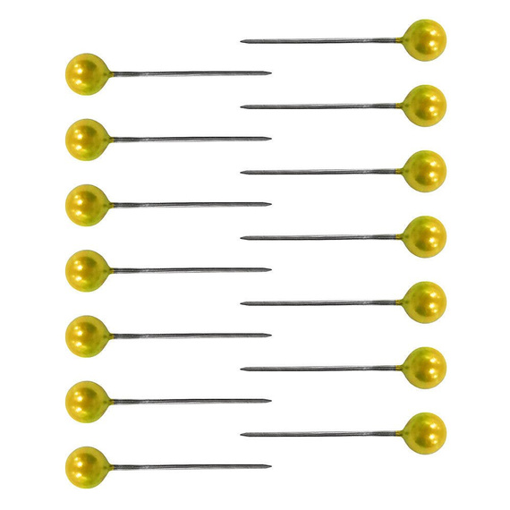 Szpilki dekoracyjne perłowe 22mm - 100 sztuk żółte