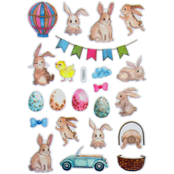 Naklejki wielkanocne wypukłe mix 22szt