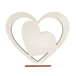 Drewniane serce stojące na podstawce wzór 3 - ozdoba dekoracyjna