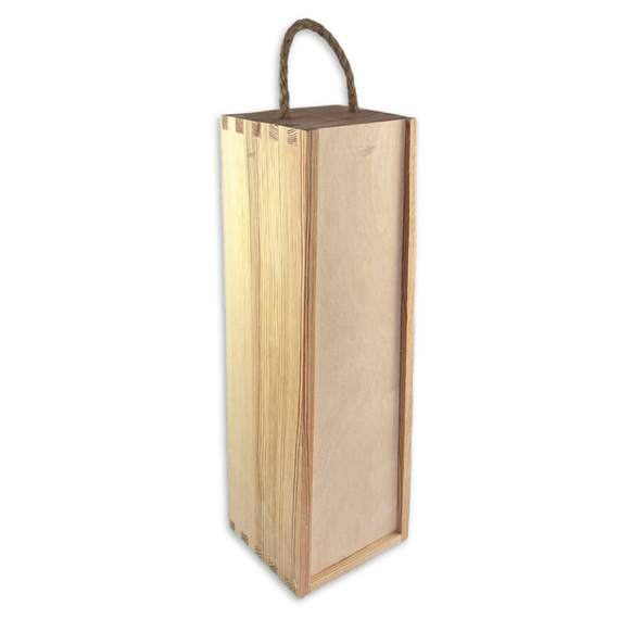 Drewniana skrzynka na wino z zasuwką - pudełko prezentowe do dekoracji 36 cm