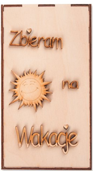 Drewniana Skarbonka wz. 3 Zbieram na wakacje Decor