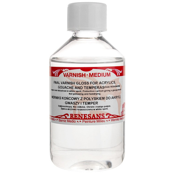 Werniks końcowy z połyskiem do akryli, gwaszy i temper Renesans - 250 ml