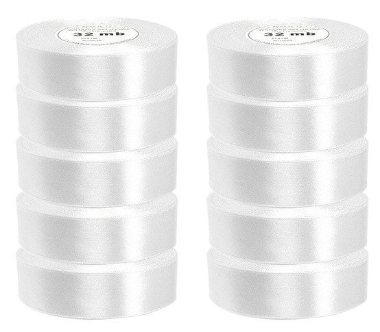 Wstążka satynowa biała 25mm - 32mb - 10szt