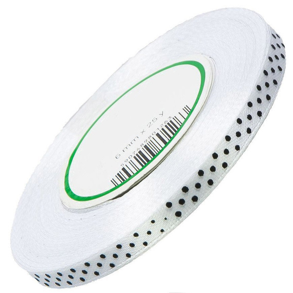 Wstążka satynowa w kropki 6mm 22m 01 biała