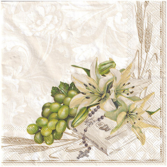 Serwetka 33x33cm - lilie, Komunia - 2 szt. wzór 118 