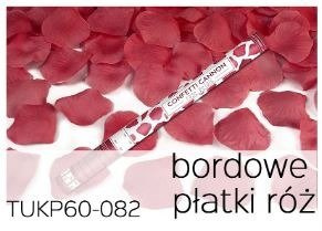 Tuba strzelająca - bordowe płatki róż 60cm