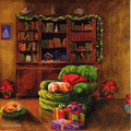 Serwetka 33x33cm - Gifts under Christmas tree Mikołaj choinka