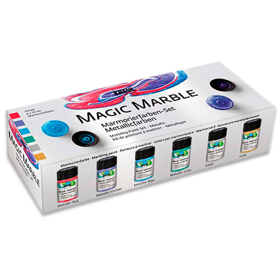 Farby marmurkowe Metaliczne 6x20ml - uniwersalne