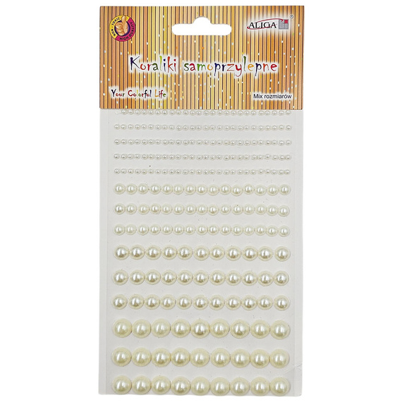 Perełki samoprzylepne ecru mix rozmiarów - 235 szt