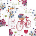Serwetka 33x33cm - I Love My Bike rower z koszykiem