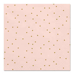 Serwetka 33x33cm - Różowa w złote kropki