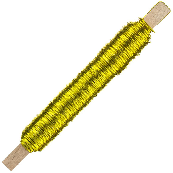 Drut florystyczny na patyku - Żółty 0,5mm 100g