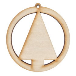 Drewniana ozdoba zawieszka bombka 6 cm - Choinka