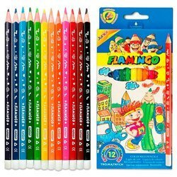 Kredki ołówkowe Junior Flamingo 12 kolorów trójkątne