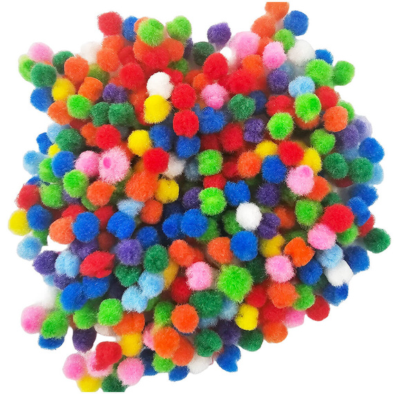 Miękkie pompony poliestrowe 7 mm 380 sztuk w kolorowym mixie LoveArt