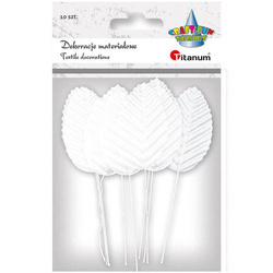 Liście materiałowe na druciku białe