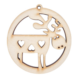 Drewniana ozdoba zawieszka bombka 6cm - Renifer
