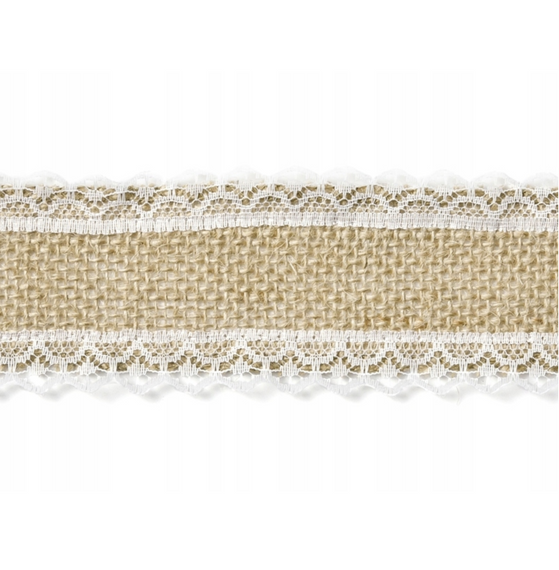 Taśma jutowa z koronką 5cm x 500cm