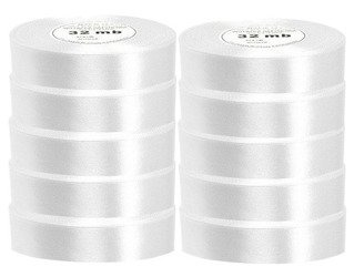Wstążka satynowa biała 38mm - 32mb - 10szt
