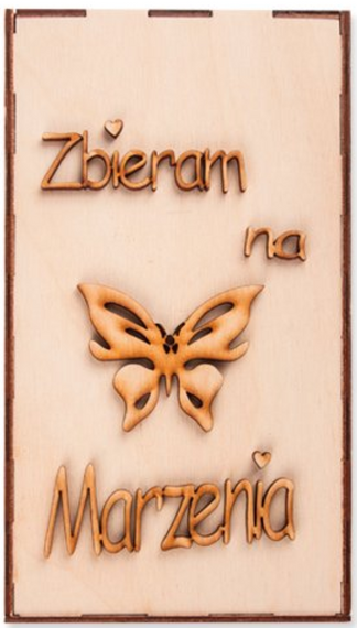 Drewniana Skarbonka wz. 2 Zbieram na marzenia Decor