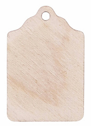 Drewniana ozdoba zawieszka nr. 01 Bilecik do prezentu 3x4,5cm