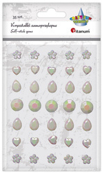 Kryształki samoprzylepne mix wzorów 35szt. perłowe