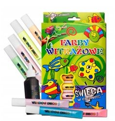 Farby witrażowe do szkła 7 szt. + 1 konturówka świecące 3037