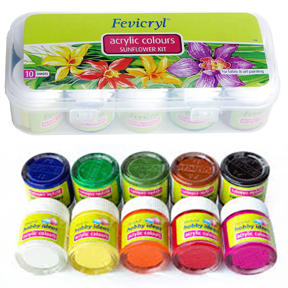 Farby akrylowe do tkanin Sunflower Kit Pidilite 10x15ml
