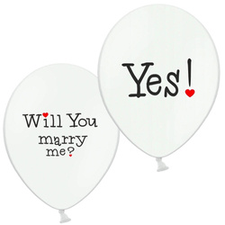 Balon z napisem dwustronny Will you marry me? Yes! 1 szt.