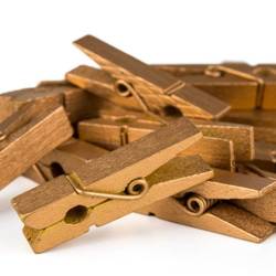 Drewniany spinacz złoty 3,5cm - 10 sztuk