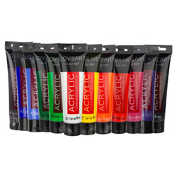 Farba akrylowa LOVEART 100ml - Zestaw 12 kolorów