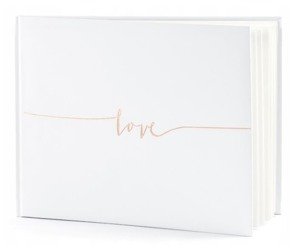 Księga gości weselnych ślub biała złoty napis LOVE