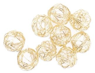 Kuleczki metalowe 2cm- komplet 9szt kulki druciane obręcze decoupage- złote