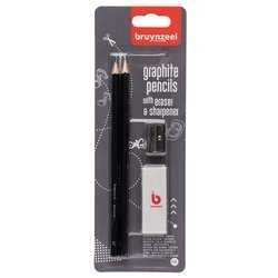 Ołówki grafitowe Bruynzeel 2 x HB, temperówka, gumka