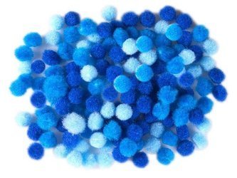 Pompony poliestrowe 10 mm 120 szt. - mix niebieski