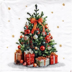 Serwetka 33x33cm - Decorated Christmas Tree choinka