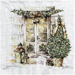 Serwetka 33x33cm - Simple Season Welcome choinka okno