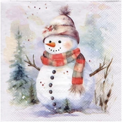 Serwetka 33x33cm - Snowman in nature bałwan