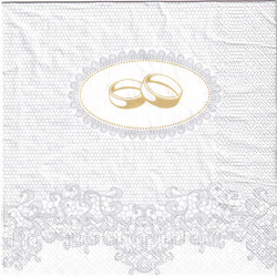 Serwetka 33x33cm - Wedding Rings with Silver Ornaments obrączki