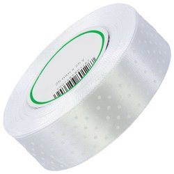 Wstążka w kropki 25 mm 25 m 81 white /w white dots