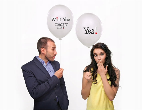 Balon z napisem dwustronny Will you marry me? Yes! 1 szt.