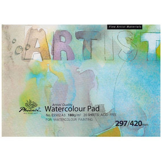 Blok do farb akwarelowych Watercolour Pad Phoenix 180 g - A3, 20 arkuszy ecru