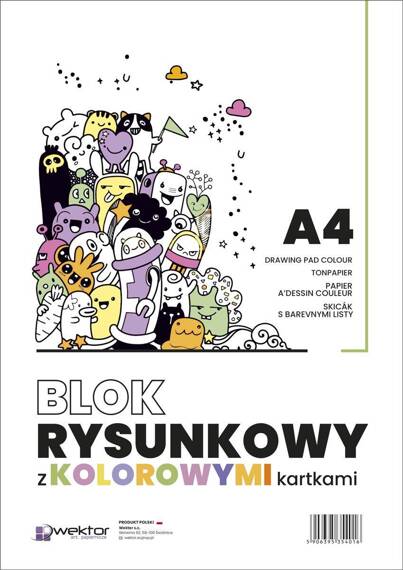 Blok rysunkowy kolorowy Wektor 80 g - A4, 16 arkuszy